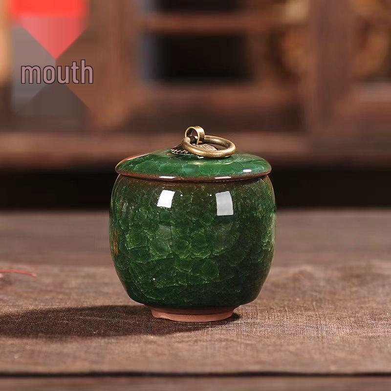 Portable Crackle Glaze White Ceramic Tea Canister