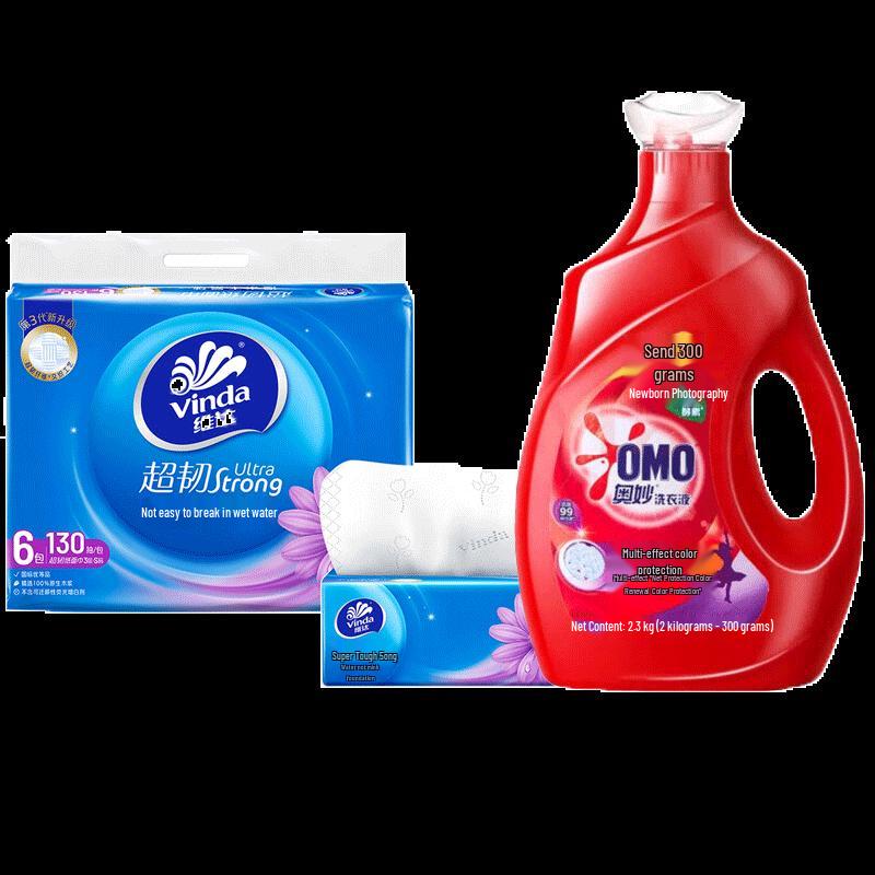 Vinda Ultra-Strong 3-Ply Tissues (6-Pack) & 2.3kg Laundry Detergent Bundle