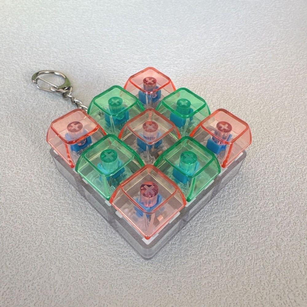 Decompression 9 Keys Keyboard Keychain Key Button Transparent Keycap Keychain Pass The Time Stress Relief Clicker Adult