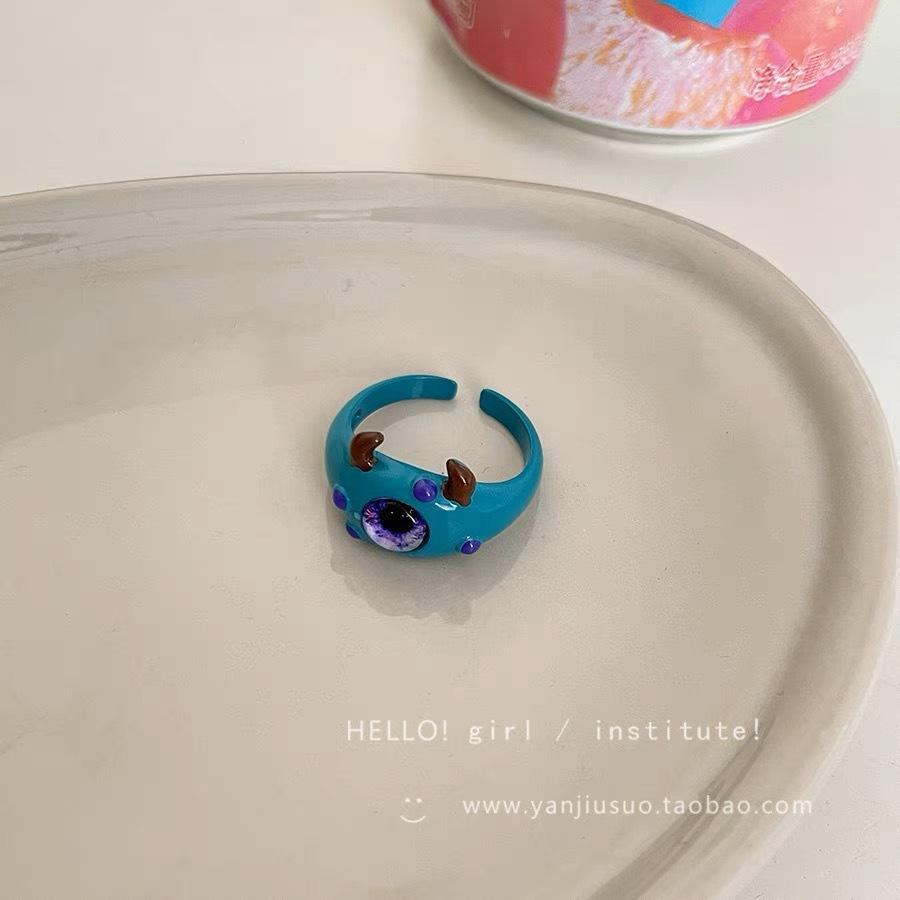 Morsom Liten Monsterring Store Øyne Pølsemunn Pekefingerring Søt Kul Tegneserie Søt Kjæreste Parring Smykker