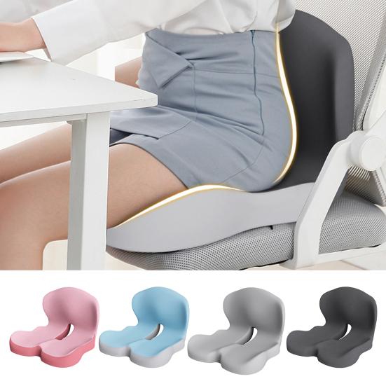 2-in-1 Seat Cushion Ergonomic Memory Foam Back Cushion Non-Slip Base Seat Cushion with Lumbar Support for Office Chair Car Seat
