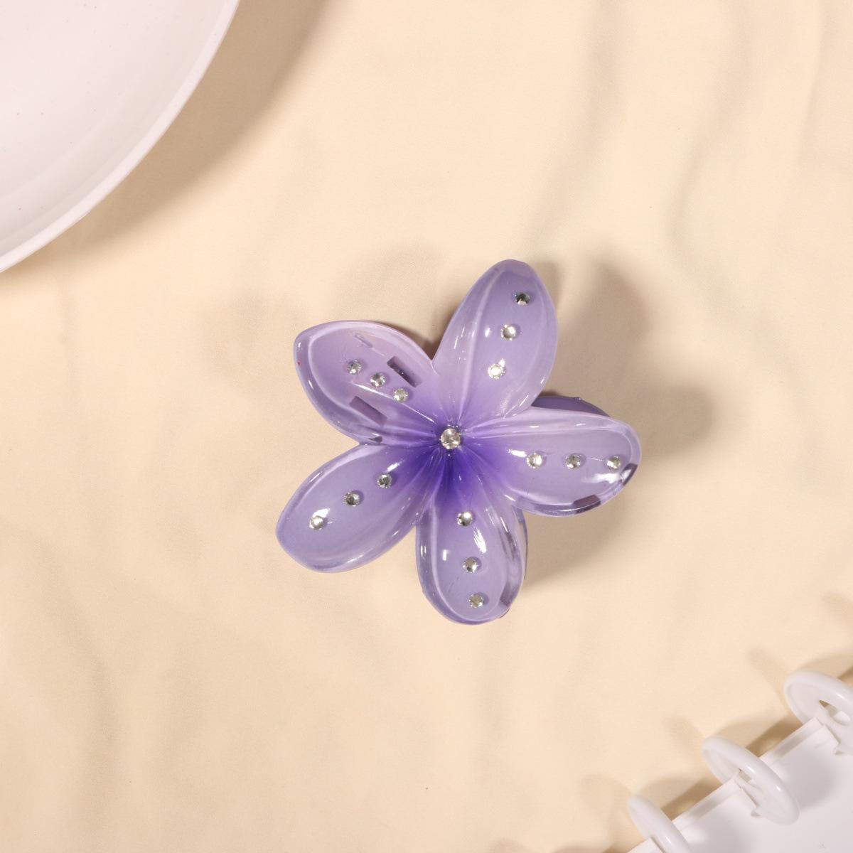 Elegant Plumeria Rhinestone Flower Hair Claw Clip: Versatile, Colorful, High-End Accessory for Ladies