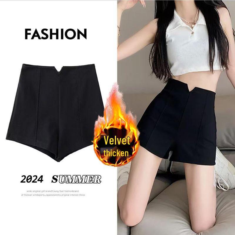 

Women s High Waist Black A-line Shorts: Slimming, Elastic, Casual Wide-Leg Summer Pants. S (42-50 kg)