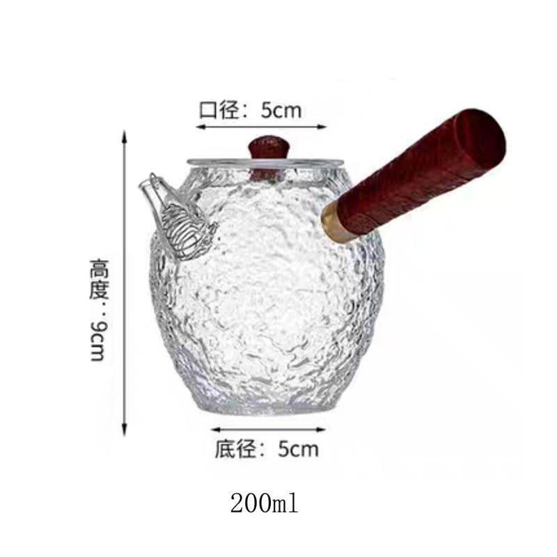 

Японский 200 мл Стеклянный чайник с боковой ручкой, термостойкий, с узором «молоток», для заваривания зеленого и цветочного чая, чайный набор для кунг-фу, чайник чистый