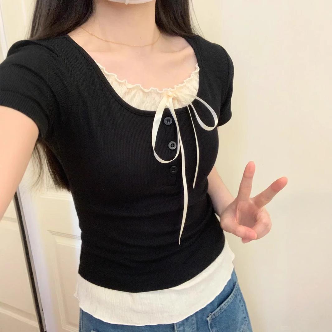 

Ballet-Inspired Slim Fit Short-Sleeve Top for Women One Size [Premium Version]