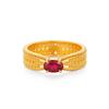 Elegant Red Wheat Ear Synthetic Ring: Women's Luxury Gold Fashion Jewelry