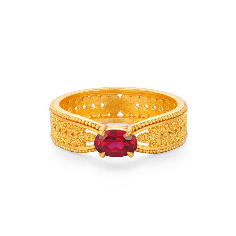 Elegant Red Wheat Ear Synthetic Ring: Women's Luxury Gold Fashion Jewelry