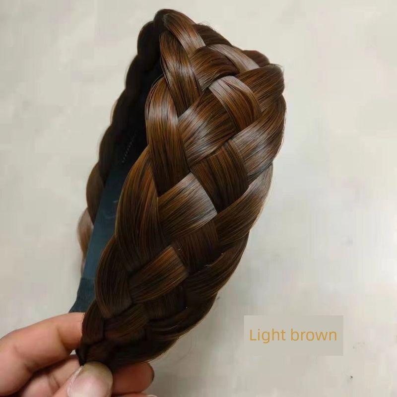 

Cover Gray Hair Handy Gadget Female 2024 New Arrival Fishbone Plaits Wig Hair Hoop Wide-Brimmed Twist Braid Headband Adult Hairpin Light Brown [width 3-4cm]]