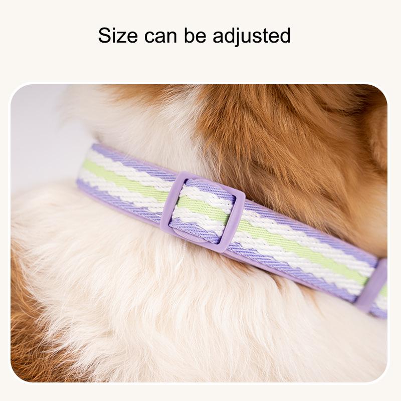 Cotton Dog Collar, Cute Puppy Collar with Plastic Buckle, Adjustable Soft Natural Fabric Pet Collar for Small Medium Large Dogs