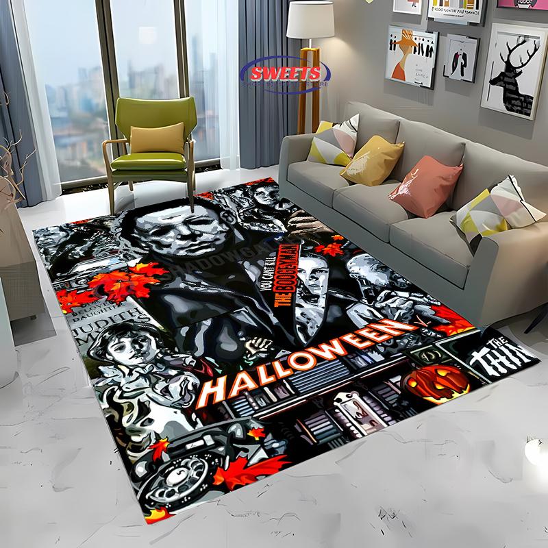 1PC M-Michael M-Myers Halloween Horror Carpet Soft Rug for Living Room Dining Room Playroom Floor Decor All Season Mat