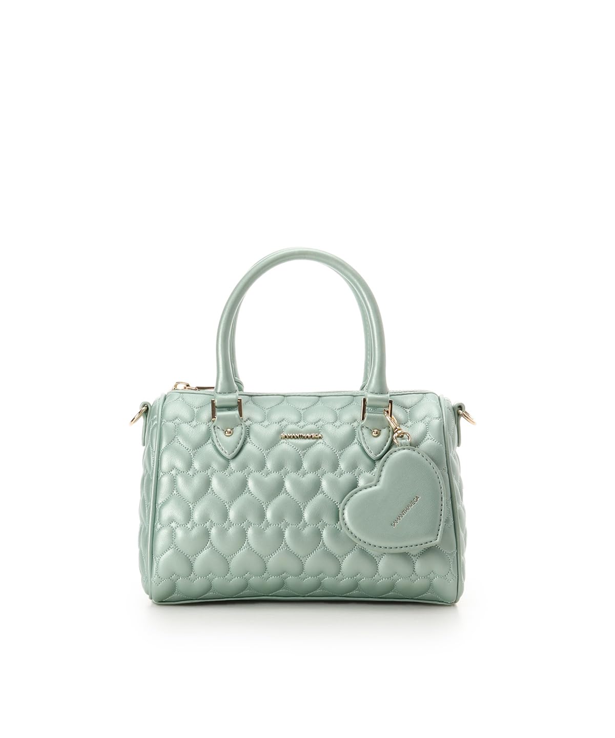 Мини-сумка Boston с стеганым узором «Вечное сердце» мятный