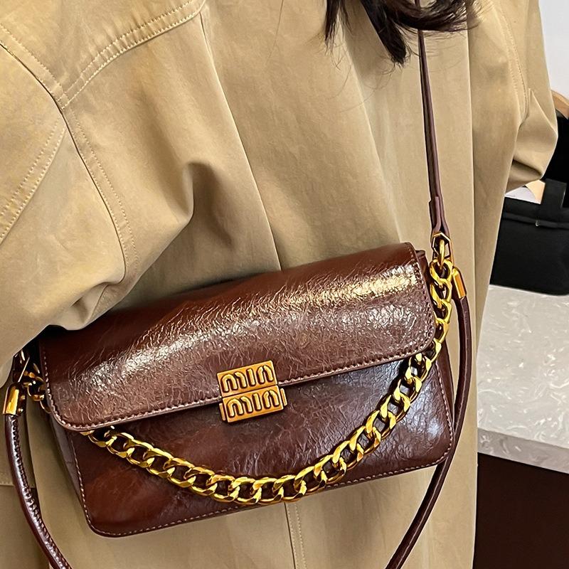 Retro casual small bag women's autumn new messenger bag women's underarm bag fashion women's bag small square bag
