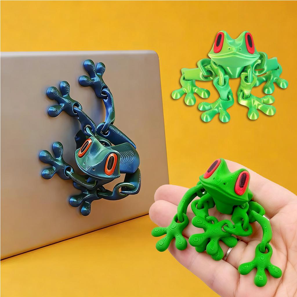 3D Frog Magnet Multi-Joint Movable Simulation Tree Frog Figurine Refrigerator Magnets 3D Printed Toys Creativity Home Ornaments