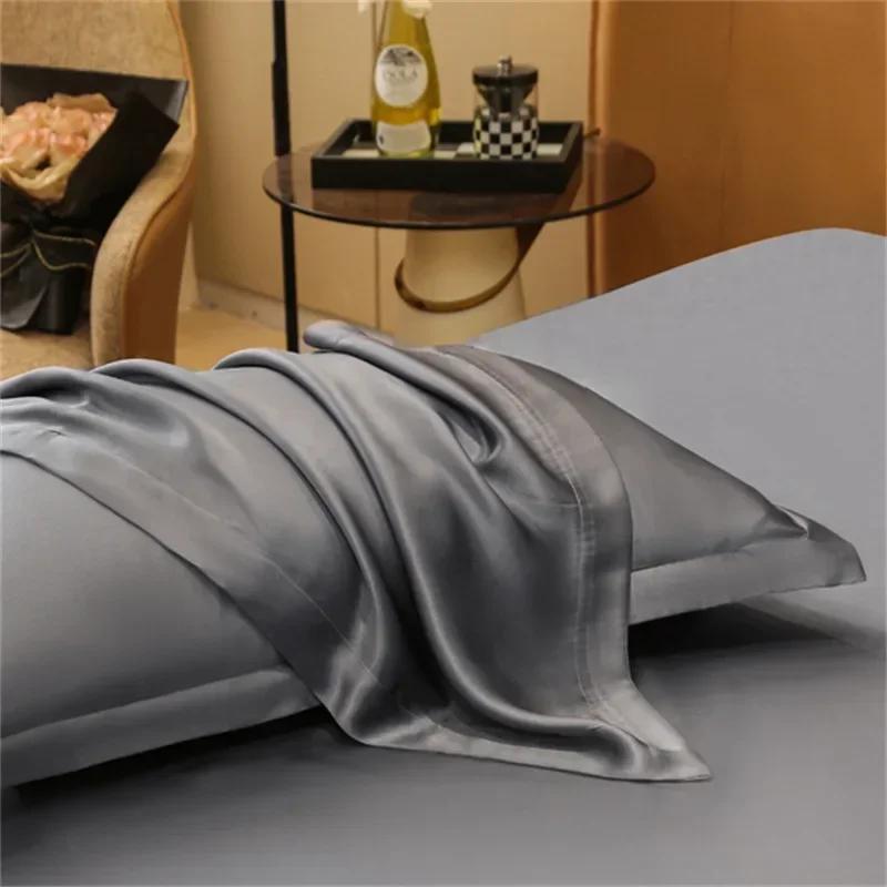Taie d'oreiller en soie pure 25 Momme Taie d'oreiller 100 % soie de mûrier Beauty Silk Modèle passepoilé de couleur unie