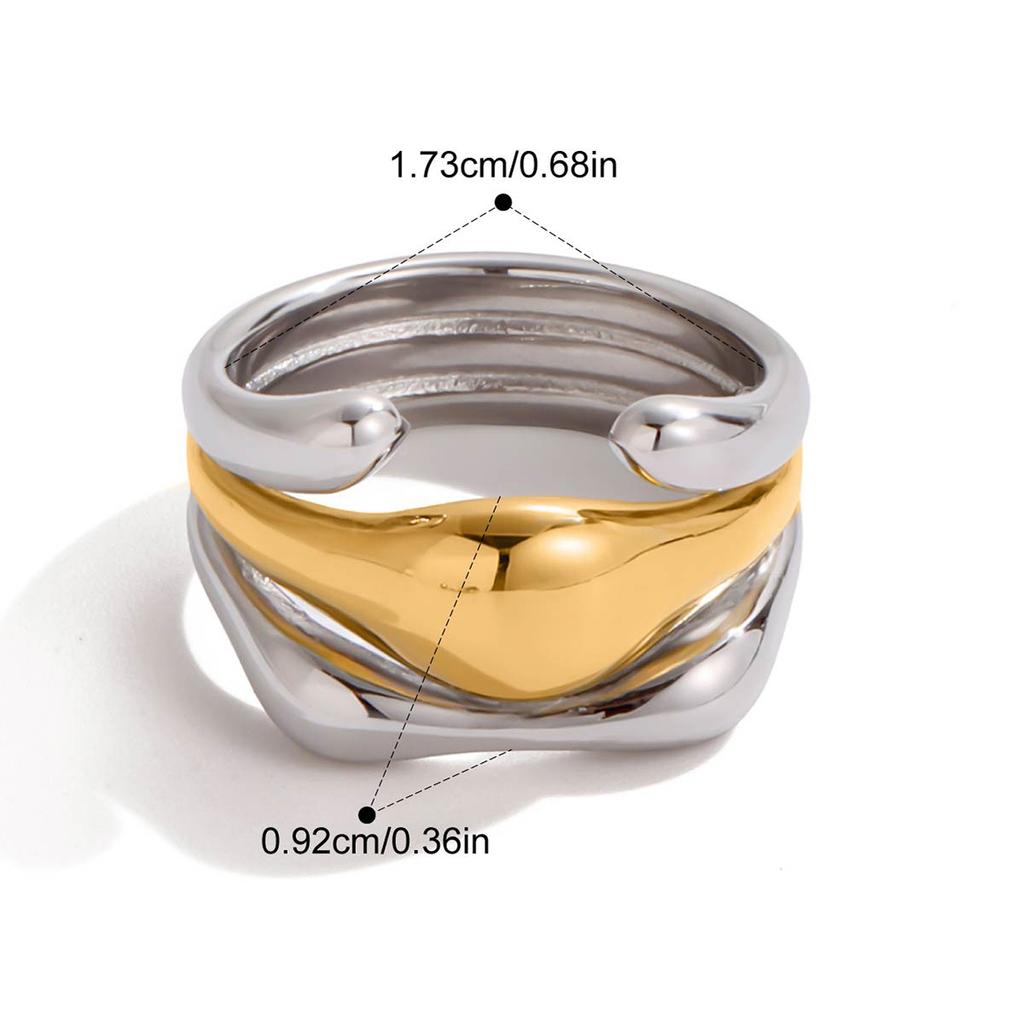 Yori 2025 Statement Stainless Steel Metal PVD Plated Geometric Cast Finger Ring Summer Jewelry Wholesale 2025 Gift