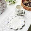 French romantic ins style, ceramic cups and saucers, coffee cups with high , afternoon teacups, desserts with high handles, small floral blue flowers.