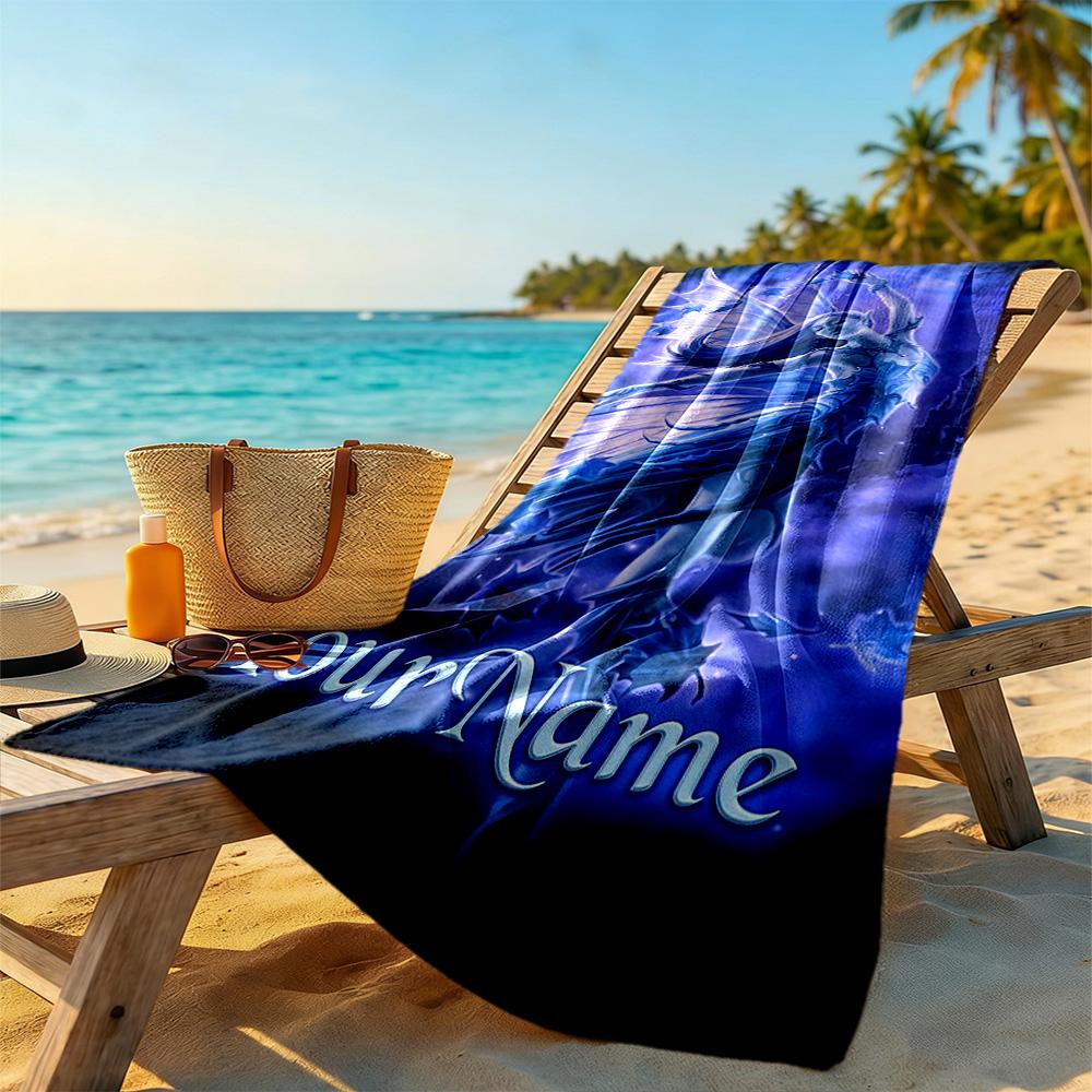 Gothic Illustrations Personalized Name Beach Towel Super Soft Microfiber Quickdry Fabric