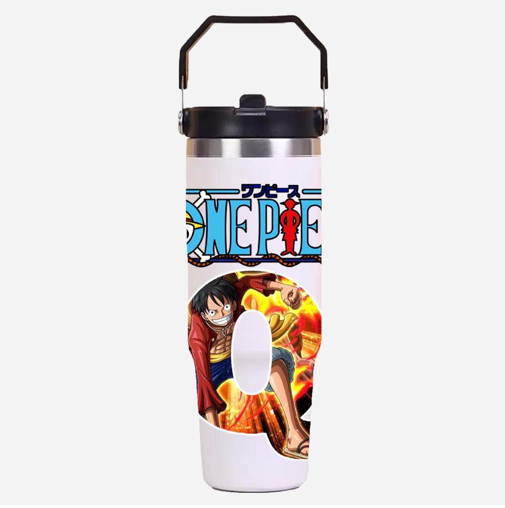 30oz Anime A-Z English Letter Printed Simple Solid Color Stainless Steel Thermos Water Cup Thermal Insulation Cold Ice Cup