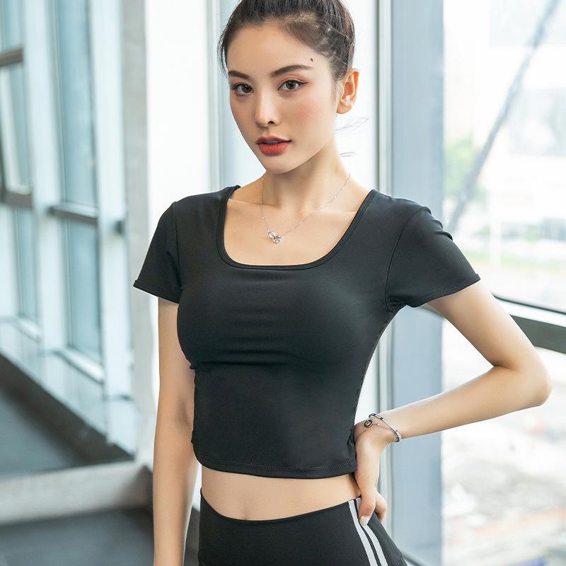 Women s Quick-Dry Slimming Yoga and Running T-Shirt - Breathable, Short Sleeve, Cropped Summer Style. Large