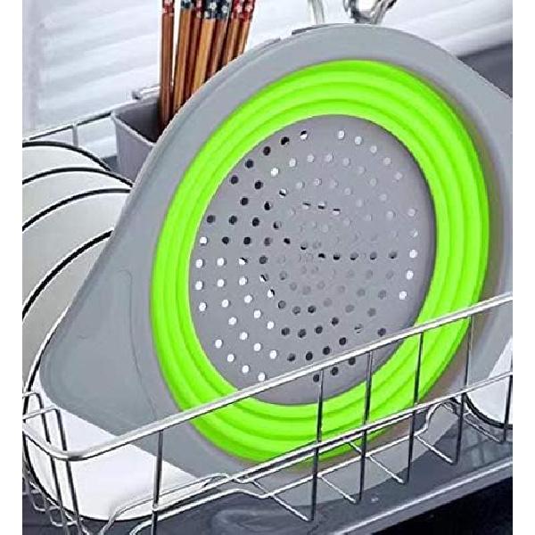 Collapsible Colander - LianXH 4 quart Space-Saver Collapsible Food Strainer BPA Free for Kitchen, Colander Basket with Handle and Brackets Over the