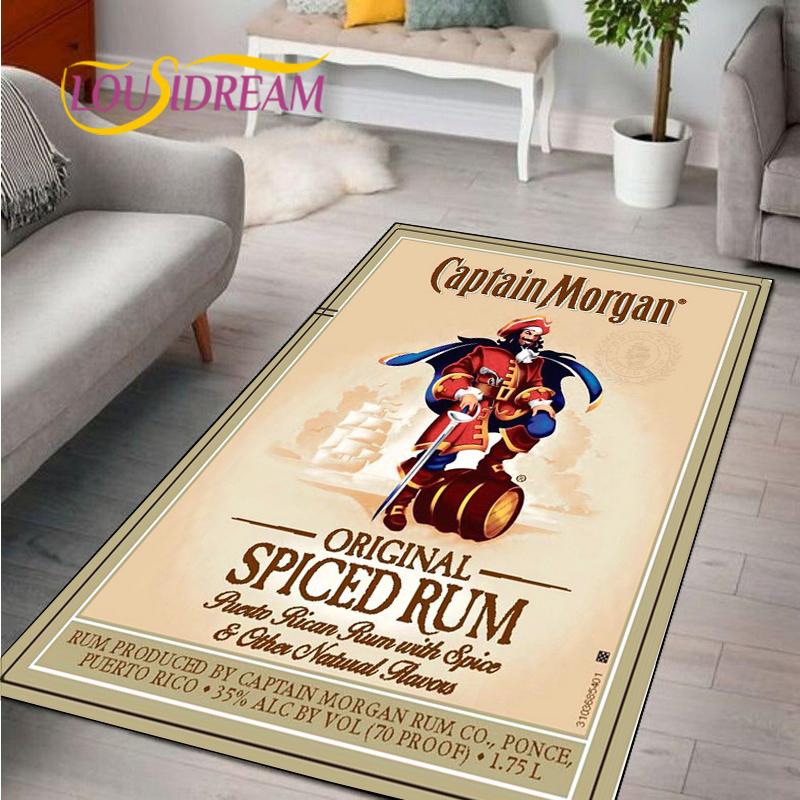 Captain Morgan Musterteppich für Schlafzimmer Wohnzimmer Teppich für Küchenbodenmatten Heimdekor Kinder Rutschfeste Bodenmatte Teppich Alfombra