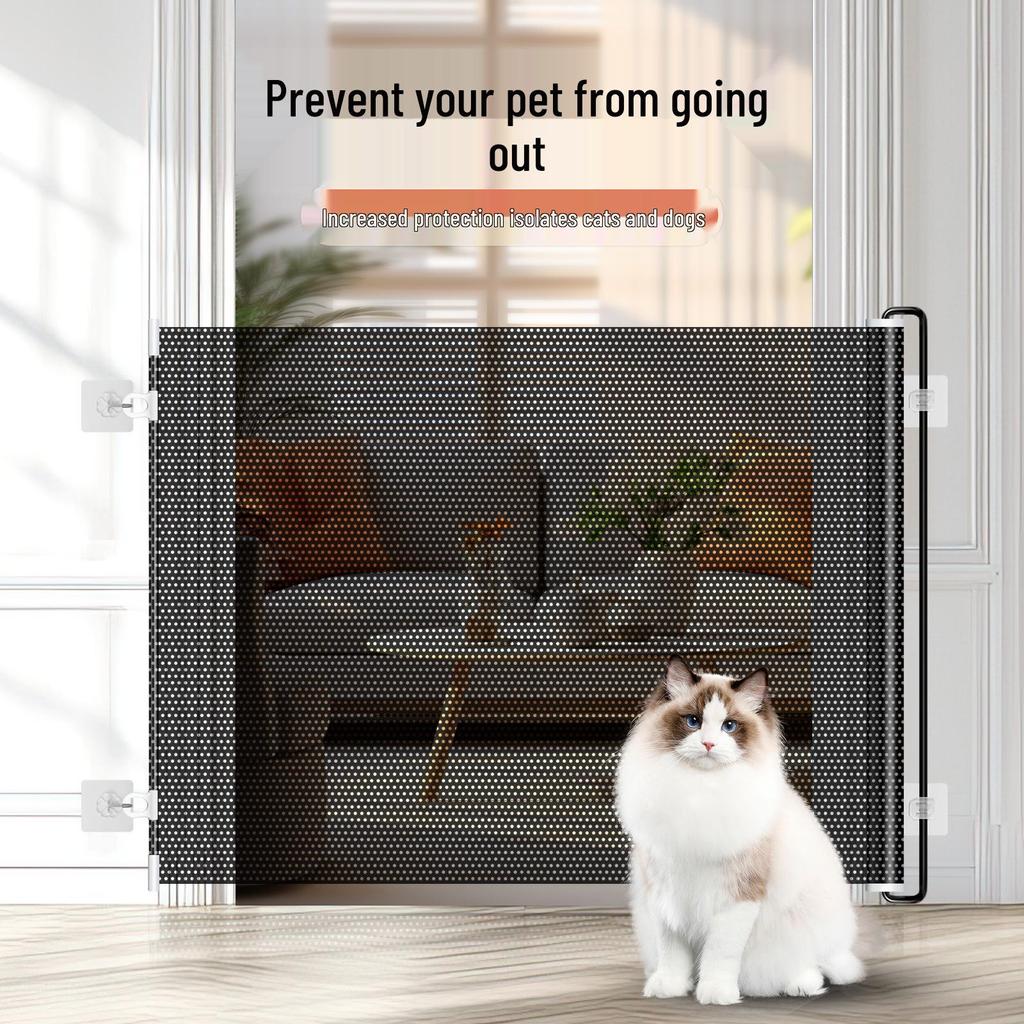 Cat-Proof No-Drill Retractable Pet Barrier for Stairs, Doorways, and Small Dog Fence with Bendable Cat Barrier