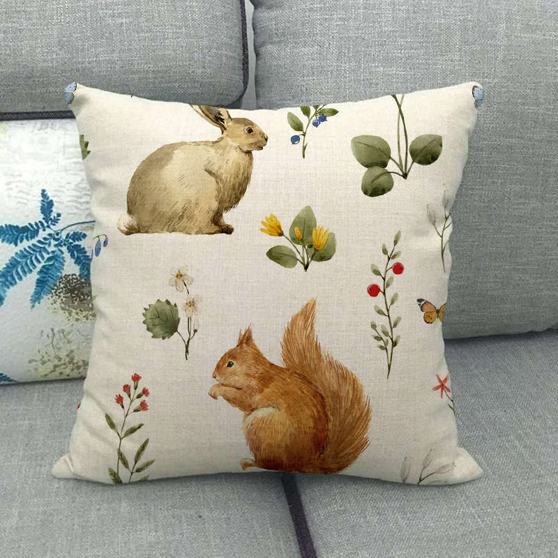 Cartoon Dinosaur Tree Series Digital Printing Short Plush Pillow Covers For Car Sofa Office Cushion Cover Home Goods