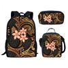 Fashion Youthful Reggae Color Polynesian Hibiscus 3D Print 3pcs/Set Travel Bags Laptop Daypack Backpack Lunch Bag Pencil Case