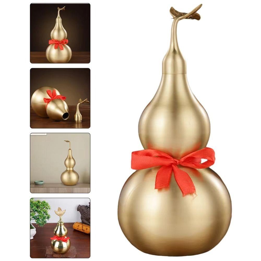 4/4.5 Inch Copper Gourd Ornament Smooth Wealth Gourd Figurine Brass Gourd Statue  Chinese Luck