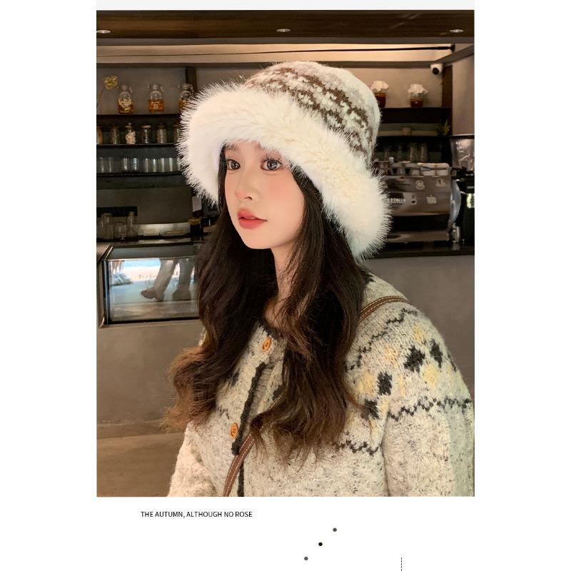 Women S Large Head Circumference Fleece Lined Bucket Hat For Autumn Winter Warm Fashionable Versatile