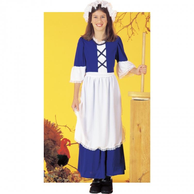 

Очаровательный колониальный полиэстеровый наряд для девочки с фартуком и шляпкой, идеально подходящий для мероприятий, косплея L