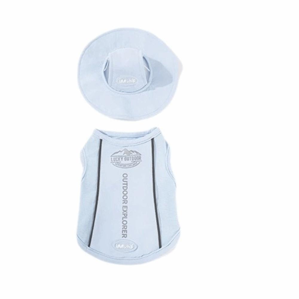 

with Sun Hat Pet Sun Protection Clothes Reflective Trim Cat Cooling Vest Outdoor Activities L синий