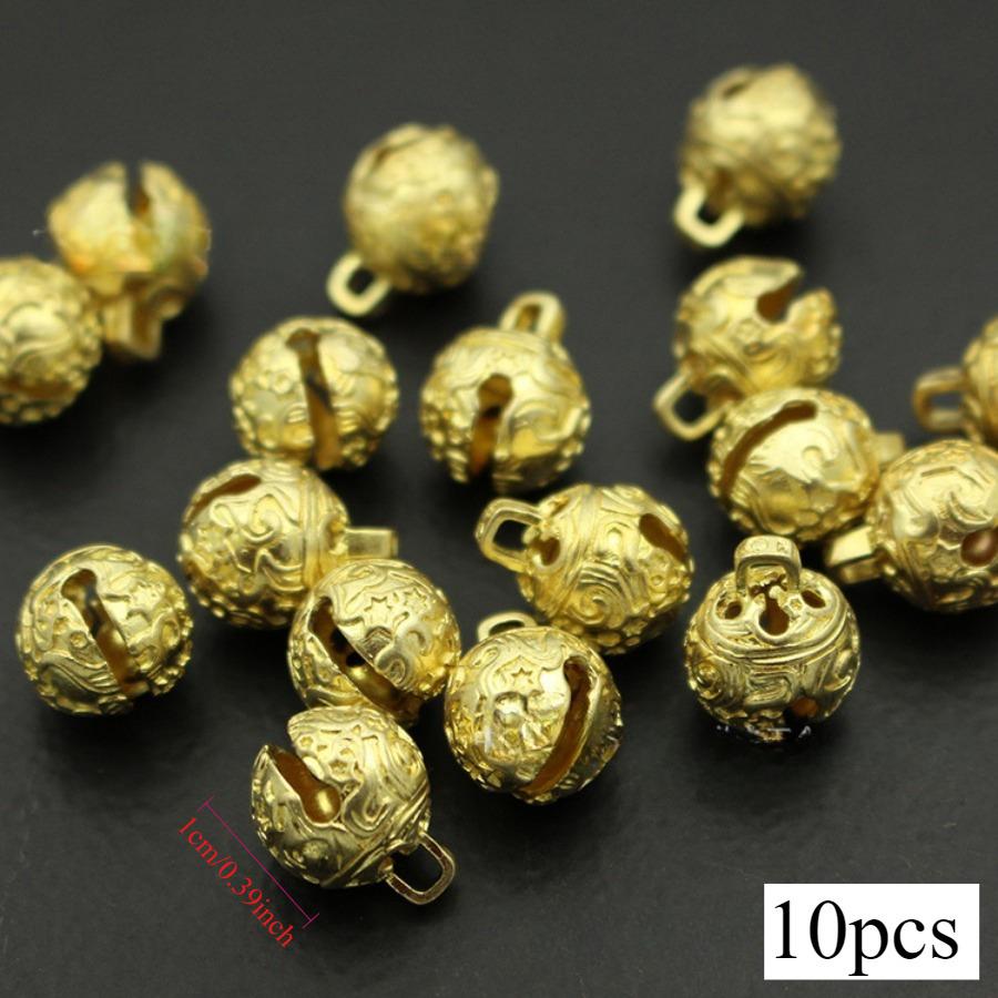 10 шт. Маленький латунный рождественский колокольчик - Диаметр 1 см Звездочка Колокольчик DIY Бусины Медный Брелок Подвеска Домашнее Праздничное Украшение Музыка ветра