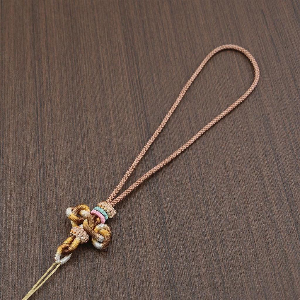 Handwoven Mobile Phone Lanyard & Keychain Charm with Wenchang Knot, Double Link Knot, USB Drive Ornament & Anti-lost Rope