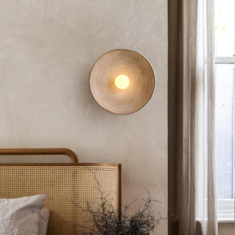 Retro Japanese Resin Wall Lamp Suitable for Living Room Bedroom Bedside Background Decoration Light