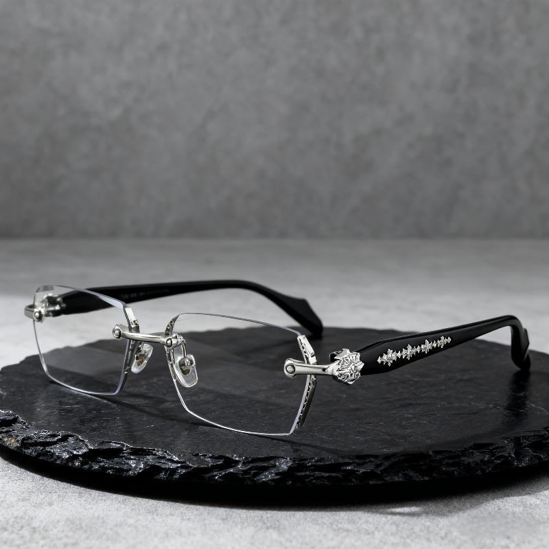 Y2K Fashion Retro Glasses for Women Frameless Cut Edge Metal Decorative Glasses Concave Shape серебряный