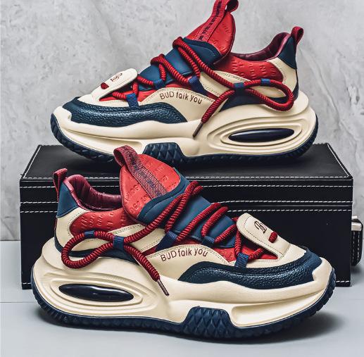 Fashion Spring Luxury Menh Sneakers Men's Thick Bottomed Casual Leather Face Student Sports Shoes Broadcast Trainers Men Running Shoes