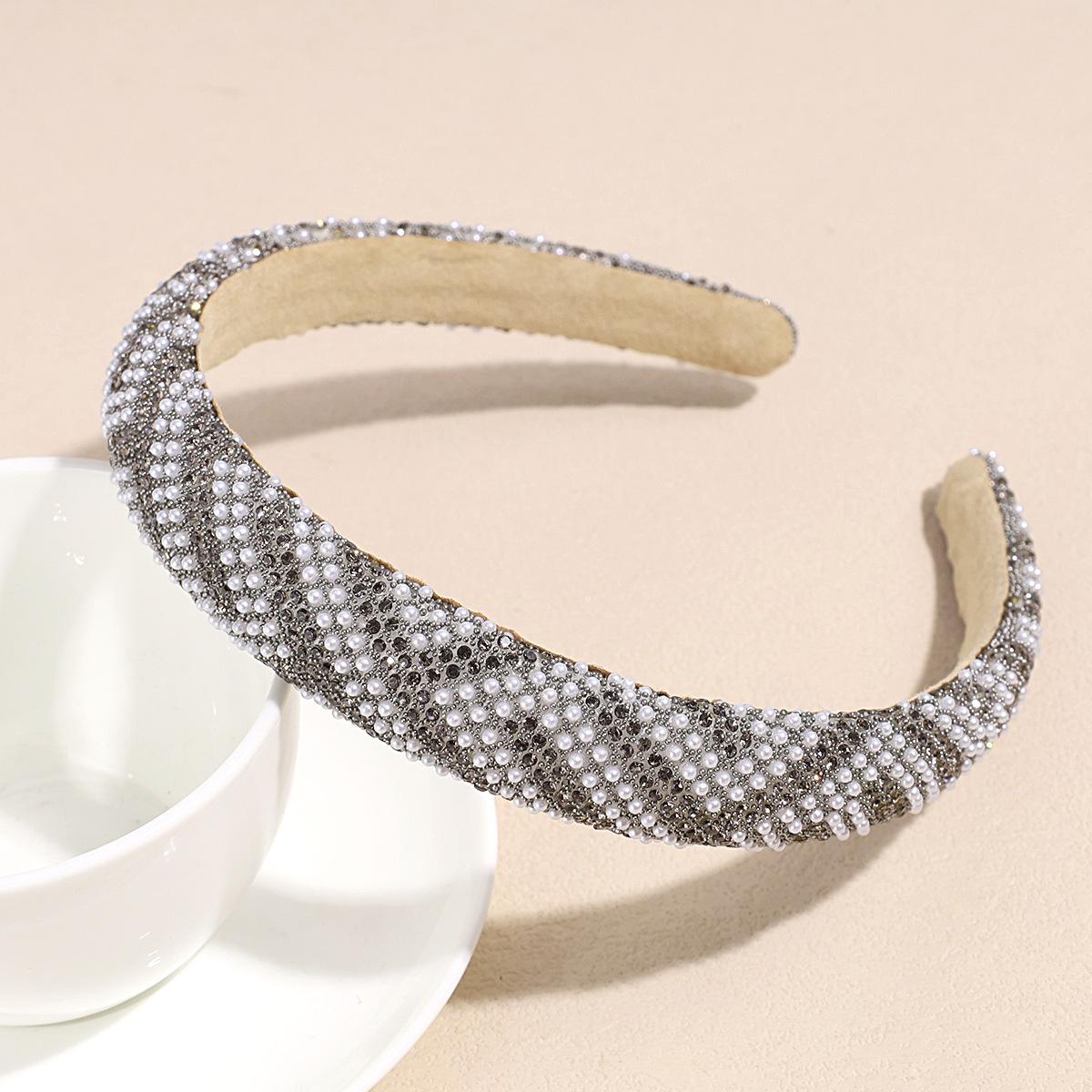 

1 шт. повязка на голову с широкими полями из искусственного жемчуга, ощущение высокого класса, высокая макушка, элегантная и простая, модная, повязка на голову со стразами
