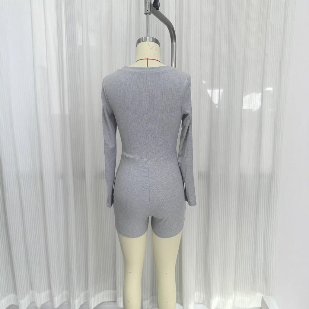European and American sexy style deep V-neck knitted jumpsuit nightclub party stretch slim Spice Girls women's jumpsuit