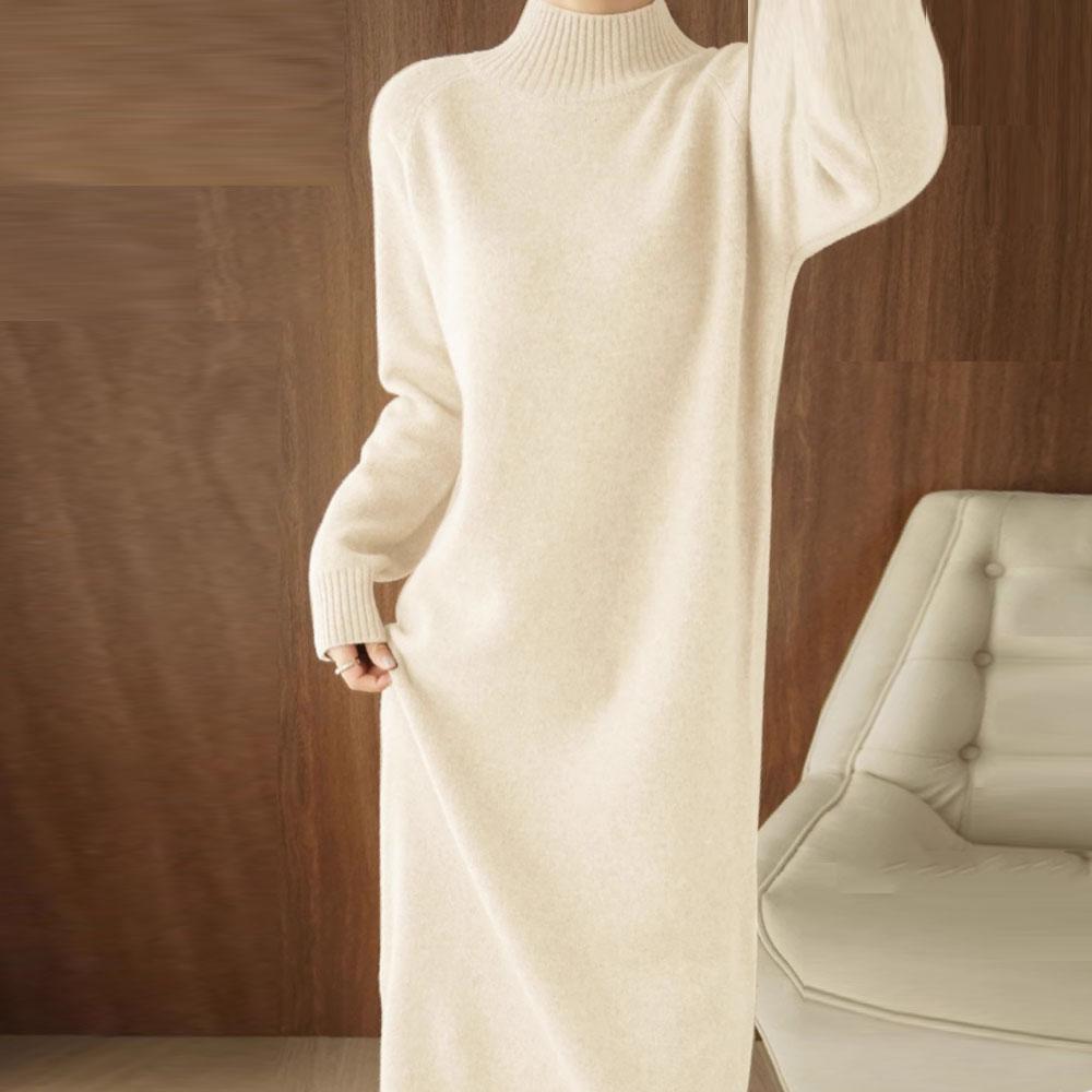 Women's Winter Thick Knit Knitwear Sweater To Knee Long Dress Streetwear Tops Pullovers For Women Elegant