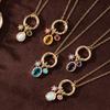 DIY Birthday Stone Necklace 12 Birthday Stone Pendant Zircon Clavicle Chain Plated with Genuine Gold for Color Preservation