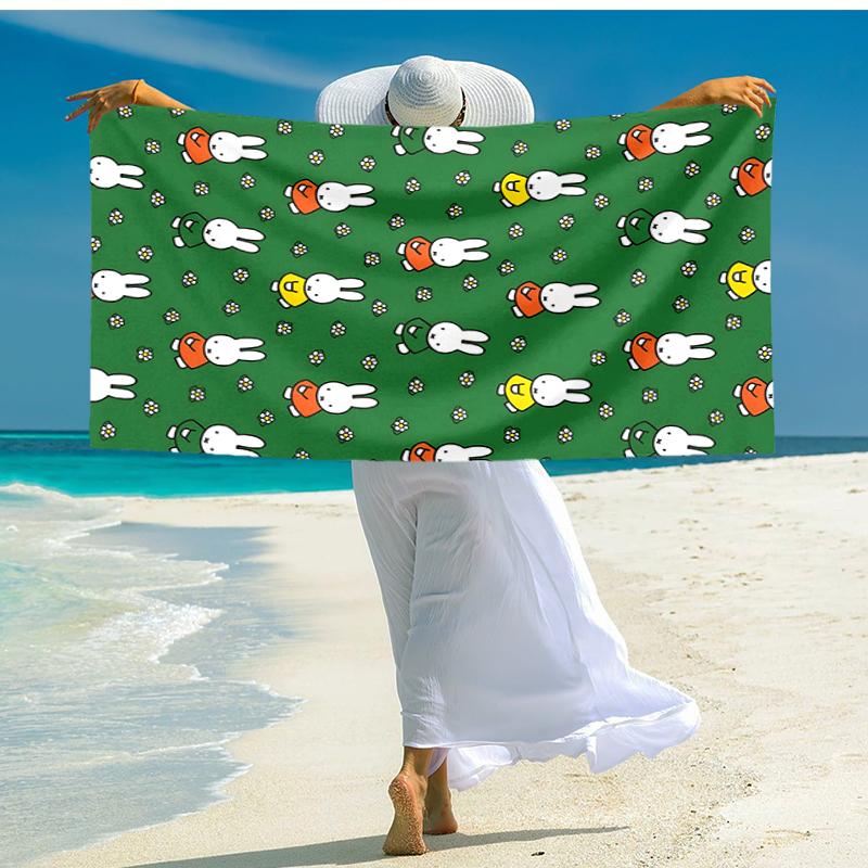 1pc Miffy1 Beach Towel, Comfortable and Thick, and Swimming/Bath/Picnic/Camping Towel, Suitable for Seaside Beaches