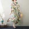 Short Sleeve Plus Size Cotton Vintage Floral New In Dresses for Women Casual Loose Maxi Long Summer Dress