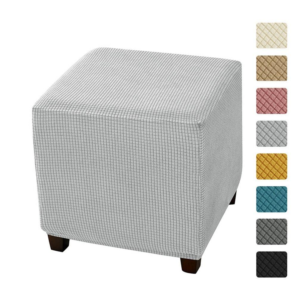 Elastic Jacquard Ottoman Cover Velvet Footrest Slipcover New Footstool Case  Home Decor