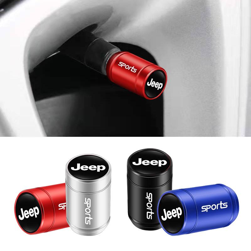 Pour Jeep 4 Pièces Bouchon de Valve de Pneu de Voiture Emblème Capuchon Métallique Boîtier Accessoires Pour Jeep Grand Cherokee Wrangler JK Gladiator Compass Rene