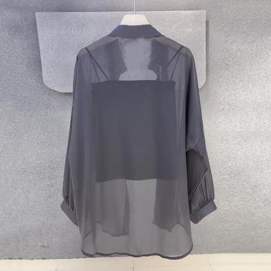 Women Sunscreen Coat Ice Silk Anti-UV Great Breathability Thin Long Sleeve Single-breasted Lapel Pure Color Quick-drying