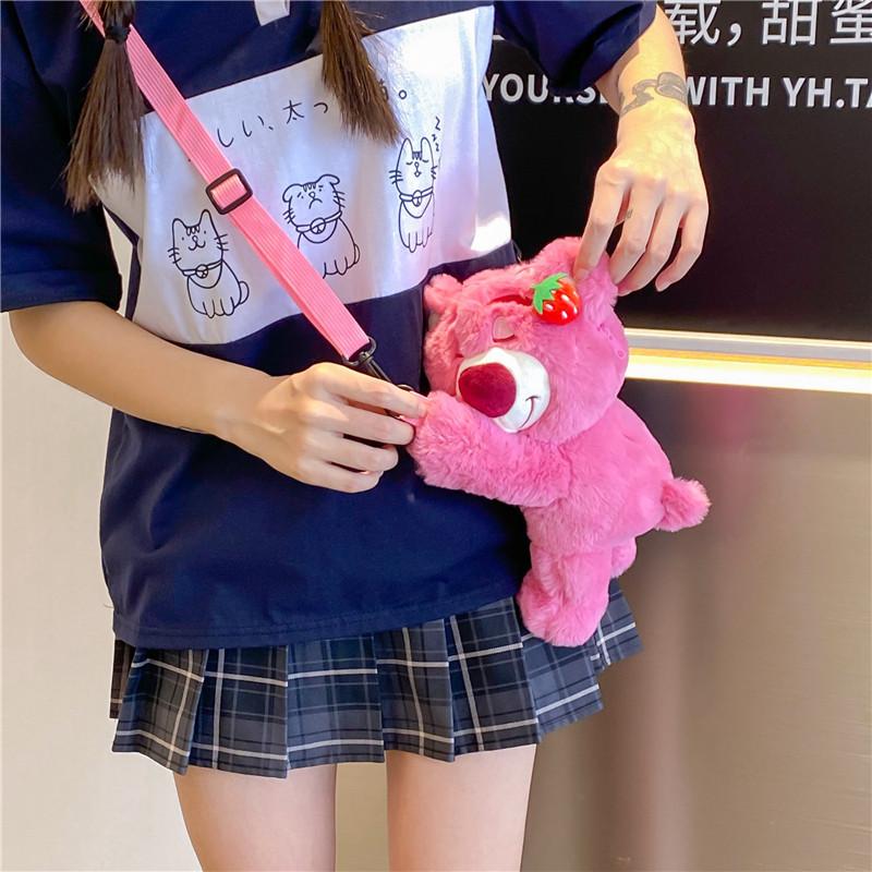 Cartoon Lotso Cute Crossbody Bag Adorable Plush Toy Girls Child Accessory Fun