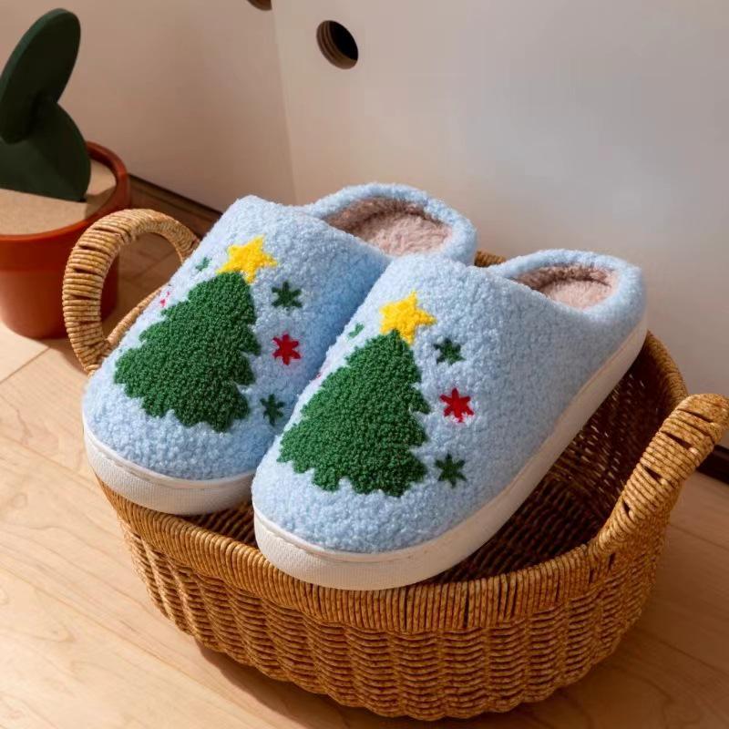 Cross-border Christmas Cotton Slippers: Warm Plush Parent-Child Indoor Footwear for Autumn and Winter