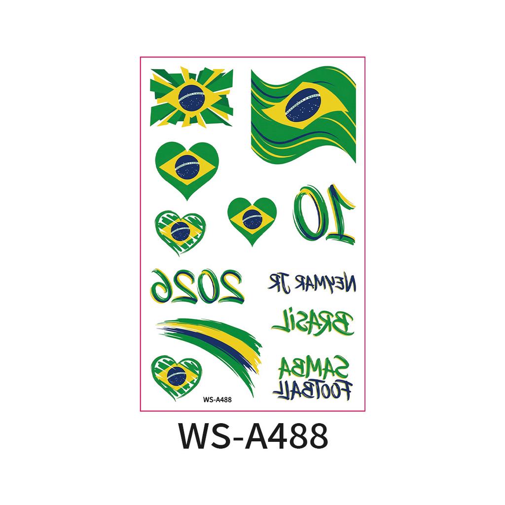 World Cup Argentina Belgium Fans Flag Face Sticker Waterproof Competition Game Tattoo Sticker