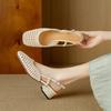 Fashion Women's Fashion Baotou Sandals 2025 Summer New Shallow Hollow Breathable One Line Square Head Buckle Sole Heel Shoes